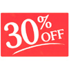 PROMO SIGN "30% OFF"-  5-1/2" X 7" RED