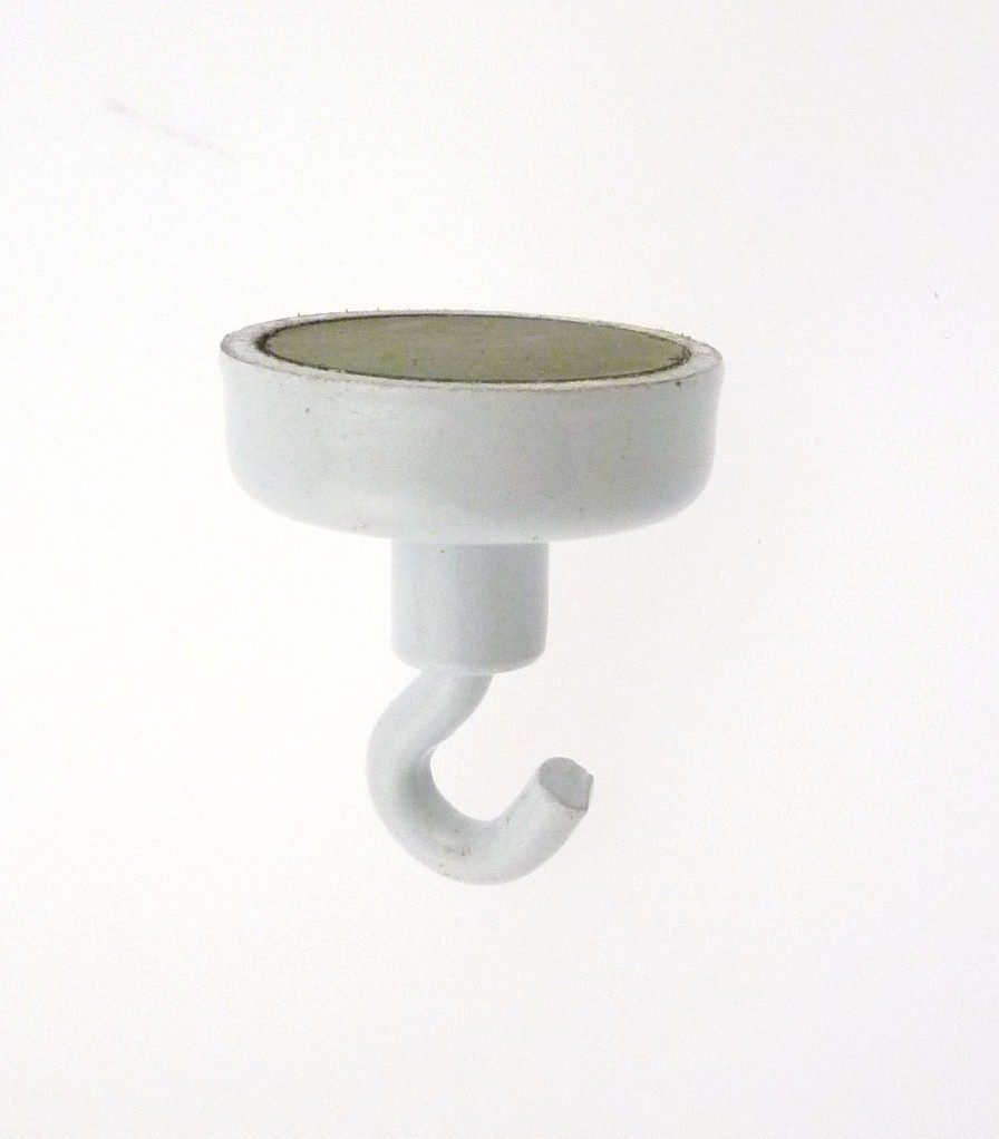 MAGNET WITH HOOK 5/8"D. 25 LB. WHITE