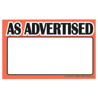 CARD-ADVERT. 3-1/2" X 5-1/2"  FL. ORANGE