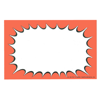 CARD-BURST 3-1/2" X 5-1/2"  FL. ORANGE