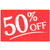 PROMO SIGN "50% OFF"-  7" X 11" RED