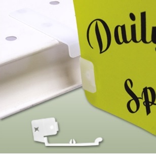 Fold & Hold shelf mount flag sign clip