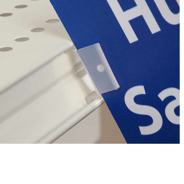 Fold & Hold shelf channel flag sign clip